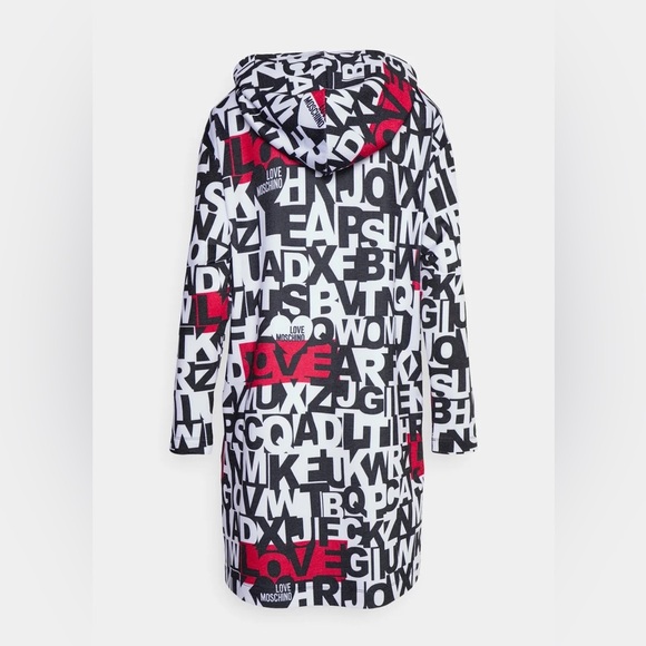 Love Moschino Alphabet Logo Print Hooded Long Sleeves Art To Wear Shirt Dress - Picture 4 of 15